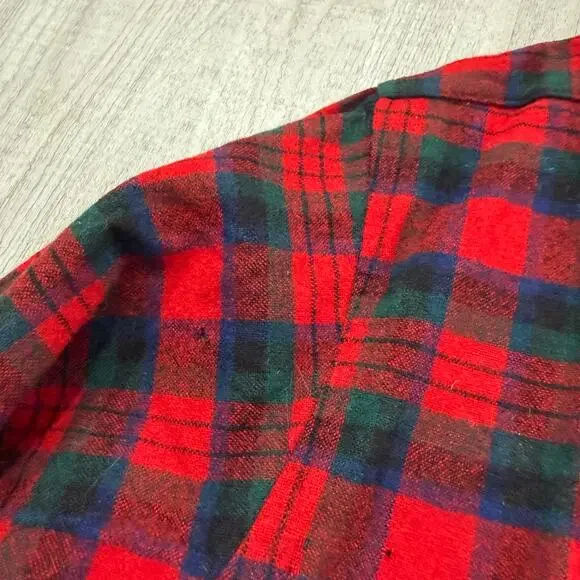 Vintage Pendleton Wool Flannel Shirt Men's Large Red Green Tartan Plaid 90s USA - Picture 15 of 16